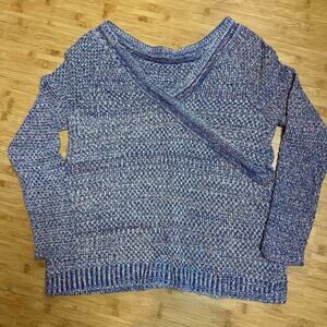 HINGE Sweater Womens Small Medium Faux Wrap V-Neck Long Sleeve Multi-Color